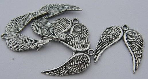 CHARMS - ANTIQUE SILVER - ANGEL WINGS - 21mm x 19mm x 1mm