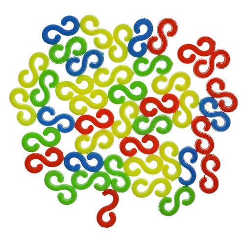 LOOM BANDS - COLORED PLASTIC S-CLIPS - MIXED COLORS - 100 PIECES PER PACK