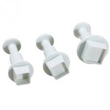 COOKIE - FONDANT - CUTTER - PLUNGER - SQUARE - 3 PIECE SET COMPLETE