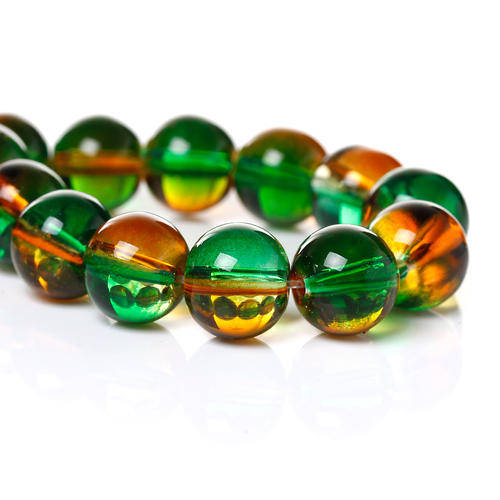 GLASS BEADS - ROUND - TWO TONE - 10mm - SOLD PER BEAD