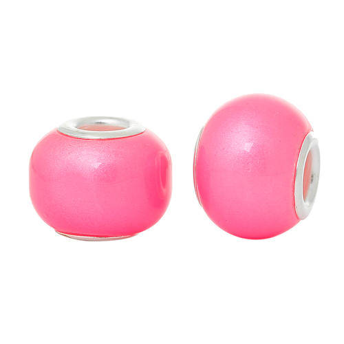 EUROPEAN STYLE - MURANO GLASS BEADS - SILVER CORE - PINK PEARL