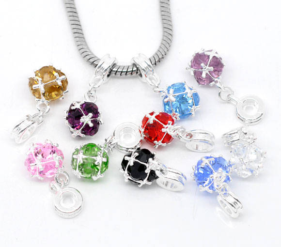 EUROPEAN STYLE - RHINESTONE - DANGLE CHARMS - RANDOM COLORS