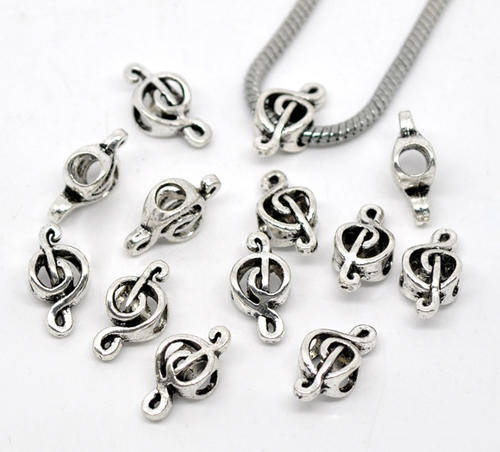 BEAD/BEADS/EUROPEAN BEADS/ANTIQUE SILVER BEADS/MUSIC NOTE BEADS/CHARM BEAD/SPACER BEADS/CHARM/CHARMS