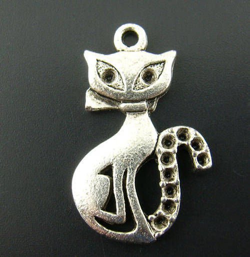 CHARMS - ANTIQUE SILVER - CAT - 25x16mm