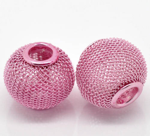 EUROPEAN STYLE - LARGE HOLE - MESH - SPACER BEADS - PINK