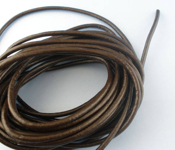 GENUINE LEATHER CORD FOR JEWELRY MAKING - 3mm - ROUND - COFFEE BROWN - SOLD PER METER