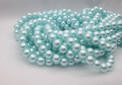 GLASS PEARL BEADS - PALE AQUA - 8mm - 25 PCS