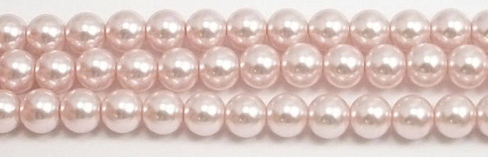 GLASS BEADS - PEARL - BABY PASTEL PINK - ROUND - 8MM - SOLD PER PACK OF 50