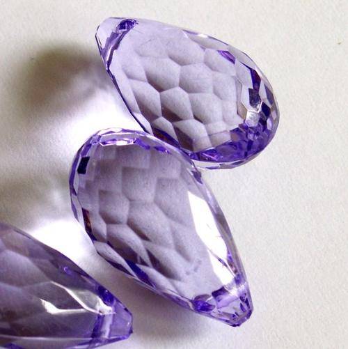 ACRYLIC - LILAC - FACETED - BRIOLETTE TEARDROP - BEADS - 25x15mm