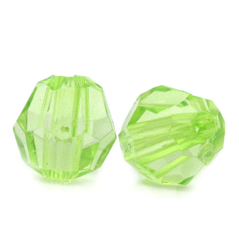 ACRYLIC - LIME GREEN - FACETED - BICONE - BEADS - 10mm