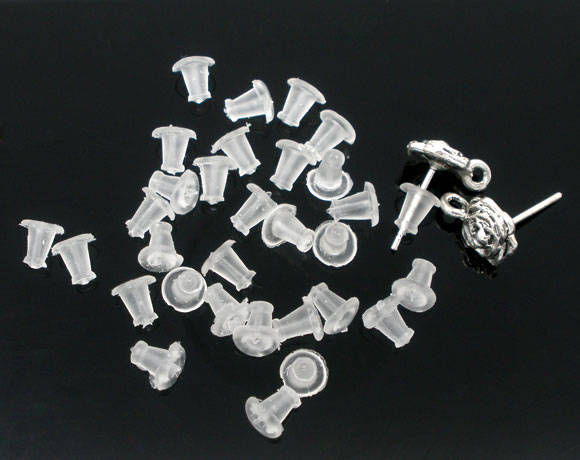 EARRING BACK STOPPERS - SILICONE - 5 x 5 mm - SOLD PER PAIR