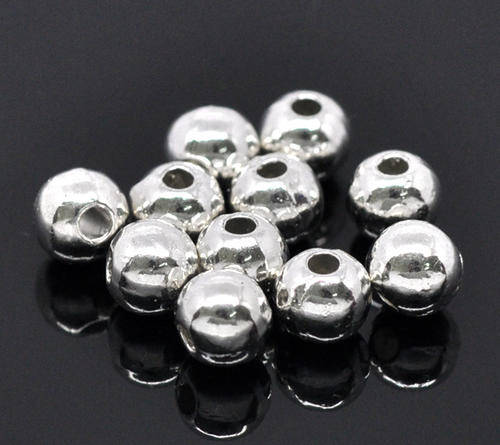 SPACER BEADS - SILVER PLATED - SMOOTH ROUND - 6mm - SOLD PER PACK OF 10