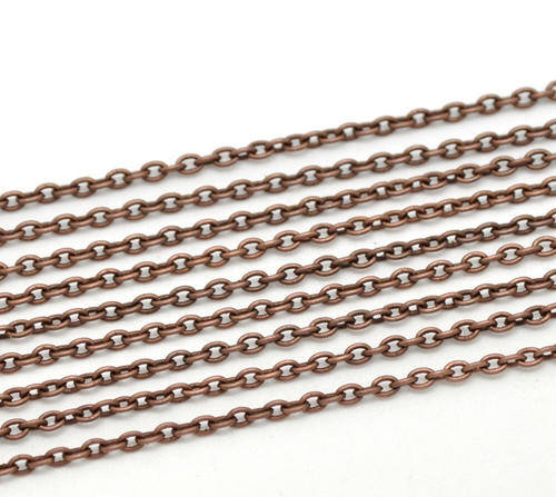 CHAIN - COPPER TONE - LINK OPEN - CURB - 4x3mm - SOLD PER PACK OF 1 METER