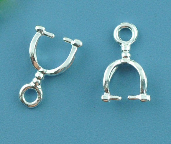 Bead Pinch Bails Shiny Silver Plated