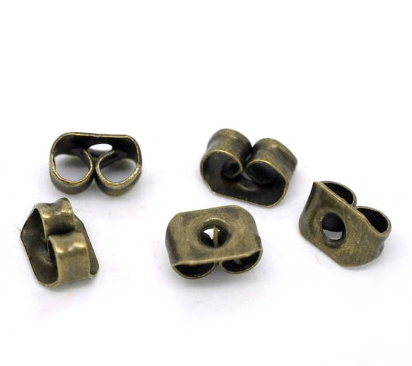EARRING BACK STOPPERS - BRONZE TONE - 5x4mm - SOLD PER PAIR