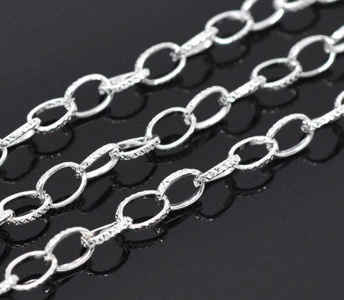 CHAIN - SILVER PLATED - OPEN LINK - 6x8mm - SOLD PER PACK OF 1 METER
