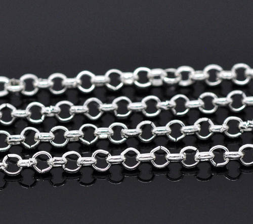 CHAIN - SILVER TONE - LINK OPENED - CABLE - 3 x 2mm - SOLD PER PACK OF 1 METER