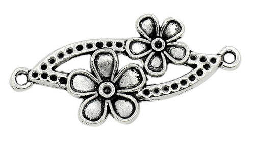 CONNECTORS - ANTIQUE SILVER - FLOWERS - 3.7x1.6mm