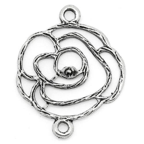 CONNECTORS - ANTIQUE SILVER - FILIGREE - FLOWER - 25x20mm