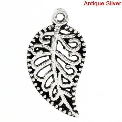 CHARMS - ANTIQUE SILVER - FILIGREE LEAF - PENDANTS - 18x10mm
