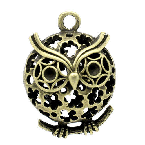 CHARMS - ANTIQUE BRONZE - OWL - 3D PENDANTS - 3.5 x 2.5cm