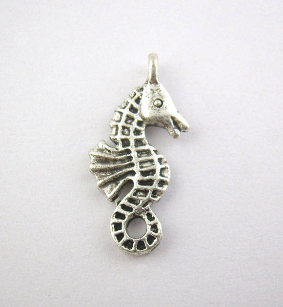 CHARMS - ANTIQUE SILVER - SEAHORSE - DOUBLE SIDED - 24x10mm