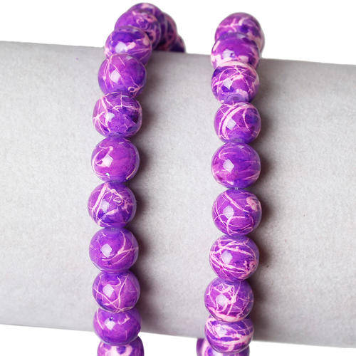 GLASS BEADS - LOOSE - PURPLE - MOTTLED - 8mm