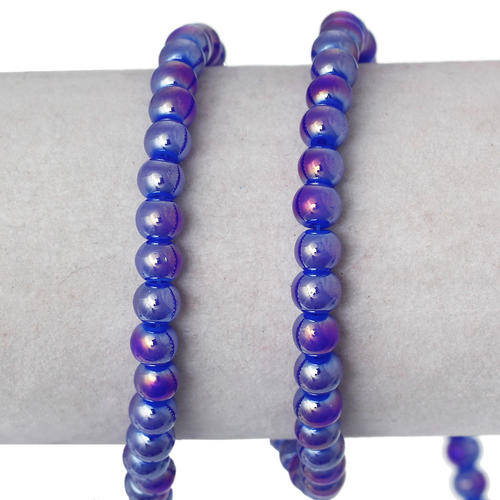 GLASS BEADS - ROUND - ROYAL BLUE - AB - 6mm - SOLD PER STRAND