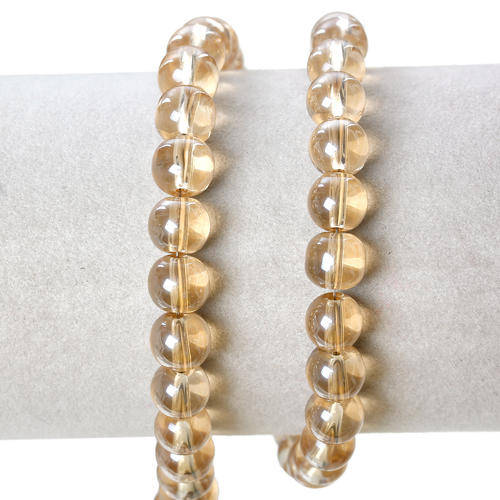 GLASS BEADS - LOOSE - ROUND - CHAMPAGNE - 8mm