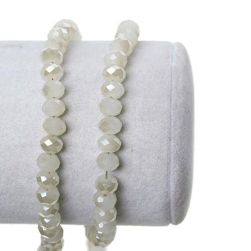 CZECH - CRYSTAL GLASS - FACETED - BEADS - RONDELLE - WHITE AND CHAMPAGNE - 6mm - SOLD PER BEAD