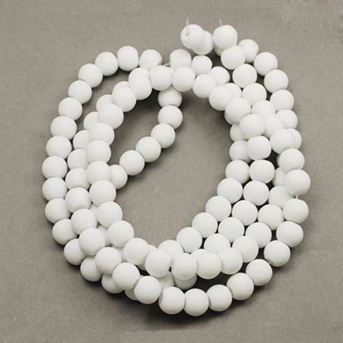 GLASS BEADS - MATTE - WHITE - ROUND - 7mm - 10 PCS