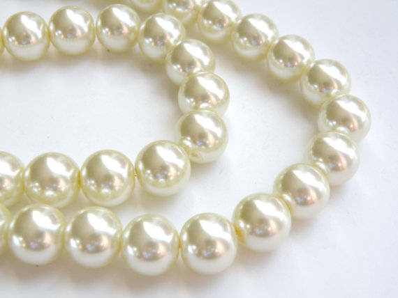GLASS PEARL BEADS - IVORY - 10mm - 10 PCS