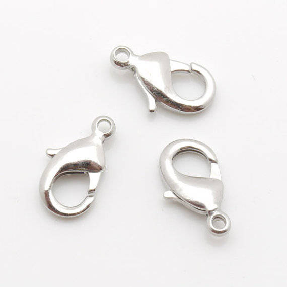 LOBSTER CLASPS - SILVER PLATED - 15x9mm - 5 PCS