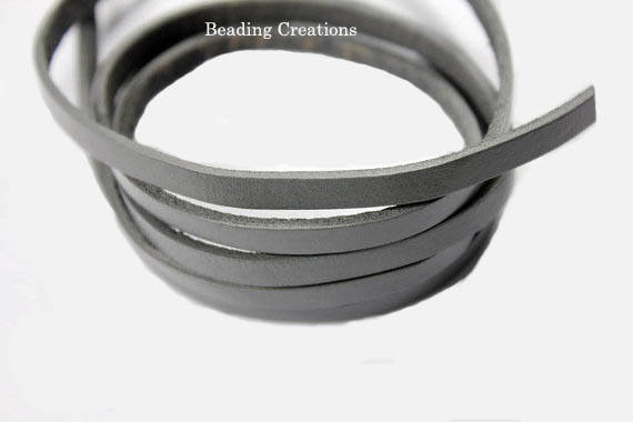GENUINE LEATHER - HIGH QUALITY - 4mm - SOFT - ASH GREY - FLAT - STRIPS - SOLD PER METER