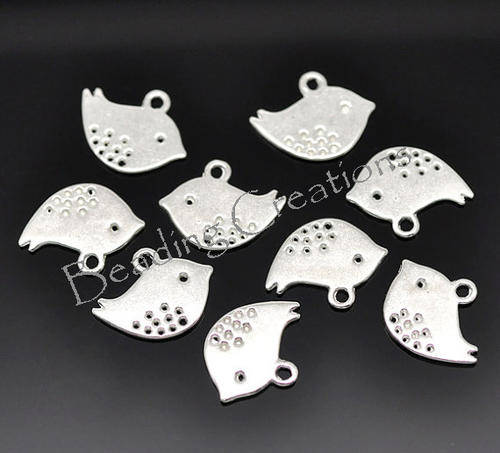 CHARMS - ANTIQUE SILVER - BIRDS - 16x13mm - 5 PCS