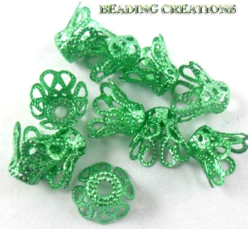 Findings/Bead Caps Aluminium Green 8mm