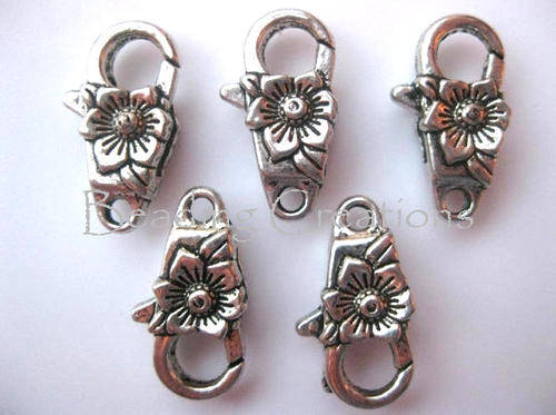 Antique Silver Fancy Sunflower Lobster Clasps