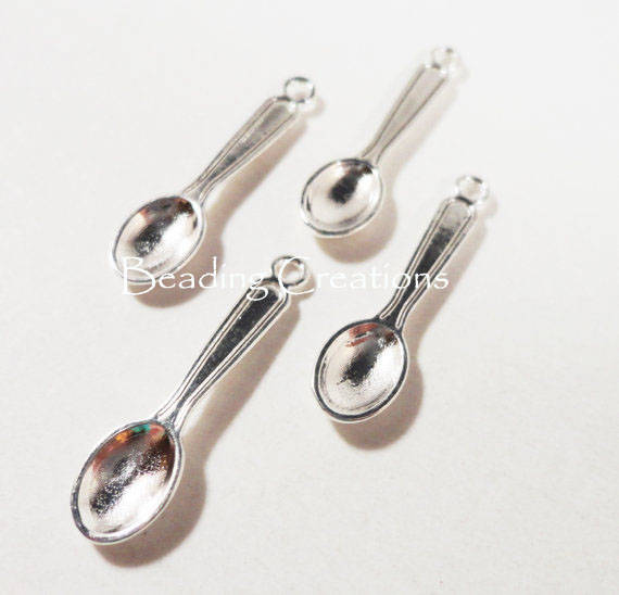 CHARMS - ANTIQUE SILVER - ALLOY - SPOON - 23x3mm