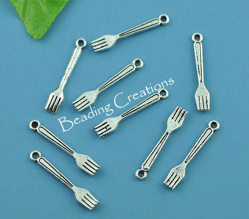 CHARMS - ANTIQUE SILVER - ALLOY - FORK - 23x8mm