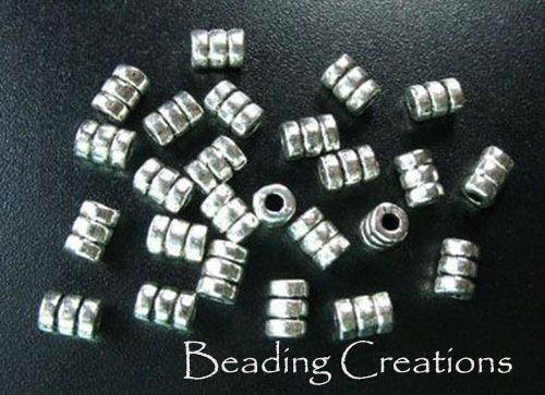 SPACERS - BARREL - BEADS - ANTIQUE SILVER - ALLOY - 6x4mm