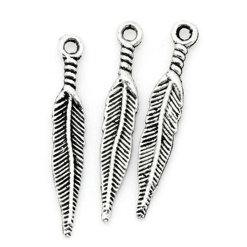 CHARMS - ANTIQUE SILVER - FEATHER - CHARMS - 29x5mm