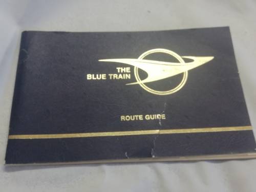 Collectables.... BLUE TRAIN ROUTE GUIDE and Leather Blue Train note holder with embossed logo