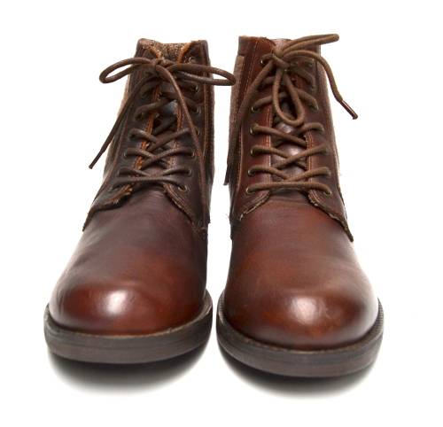 Genuine Leather Men's Brown Leather  Combat Boot