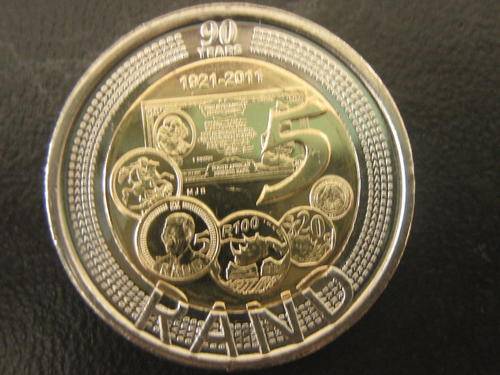 A A++ 2011 South Africa (1921-2011) 90th Anniversary R5 coins in ZIP-LOCK BAGS