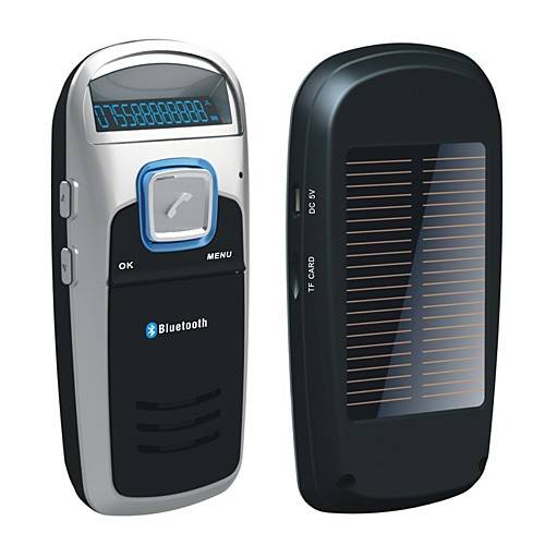 Solar Powered Bluetooth Cell Phone Car Kit Handsfree FM