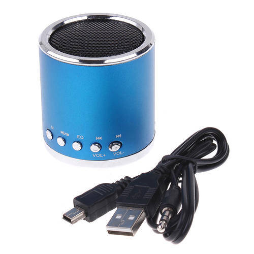 Mini Speaker MP3 Player Amplifier Micro SD TF Card USB Disk FM Radio Blue