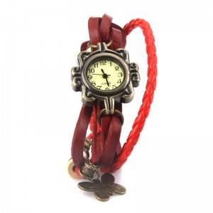 Retro Male Female Wrist Watch Bracelet Leather Strap Knit Wrap Around Quartz h9730R