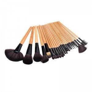 Wood 24Pcs Makeup Brushes Kit Professional Cosmetic Make Up Set + Pouch Bag Case Black H10074