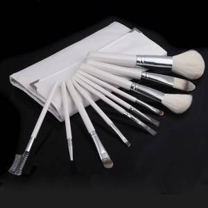 9pcs Pro Makeup Brush Set Cosmetic Brush Kit with Folding Case White h10542