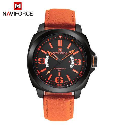 NAVIFORCE High Quality Men Wristwatch PU Leather Strap Water Resistant Men's Quartz Watch with Calen